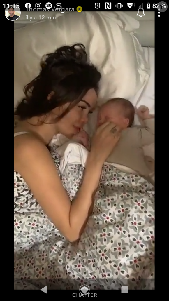 Nabilla Benattia et Thomas Vergara dévoilent en partie le visage de son fils Milann sur Snapchat, le 25 octobre 2019