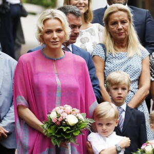La princesse Charlene de Monaco, le prince héréditaire Jacques, la princesse Gabriella et le prince Albert II de Monaco durant le traditionnel Pique-nique des monégasques au parc princesse Antoinette à Monaco le 6 septembre 2019. © Claudia Albuquerque/Bestimage