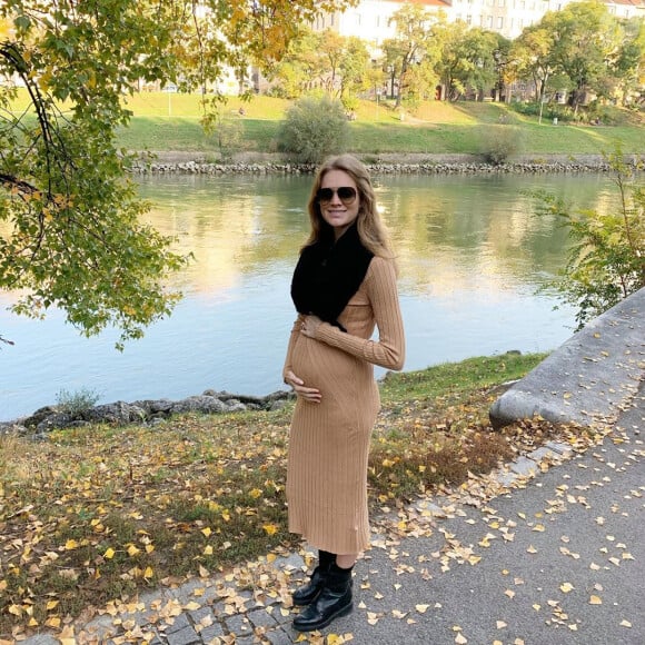 Abby Dixon, l'épouse du tennisman américain Sam Querrey, enceinte de leur premier enfant. Photo Instagram à Vienne en Autriche en octobre 2019.
