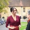 Le prince Harry et Meghan Markle, duchesse de Sussex, participent à une réunion sur l'égalité des genres avec les membres du Queen's Commonwealth Trust (dont elle est vice-présidente) et du sommet One Young World au château de Windsor, le 25 octobre 2019.