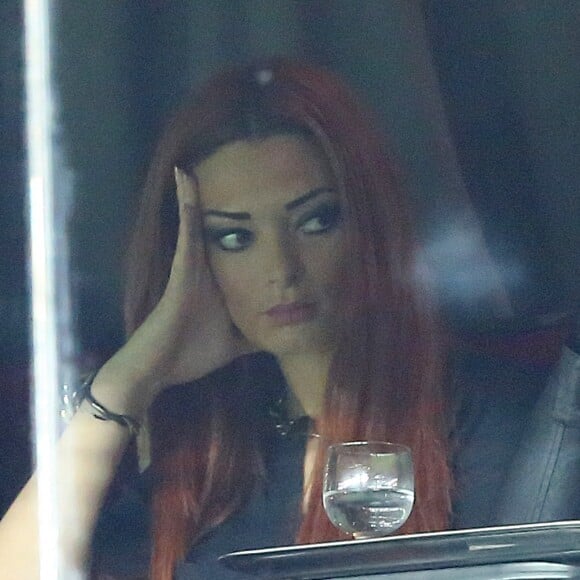 Emilie Nefnaf (Nef Naf) avec une couleur de cheveux orange-rouge - People au match de football Psg contre Lyon au Parc des Princes a Paris le 1er decembre 2013.