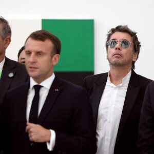 Emmanuel Macron, Jean-Michel Jarre, Franck Riester - Arrivée du Président de la République Emmanuel Macron et la première dame Brigitte Macron au Centre Georges Pompidou x West Bund Museum Project à Shanghai en Chine le 5 novembre 2019. © Dominique Jacovides / Bestimage