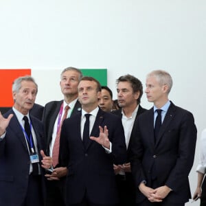 Emmanuel Macron, Jean-Michel Jarre, Franck Riester - Arrivée du Président de la République Emmanuel Macron et la première dame Brigitte Macron au Centre Georges Pompidou x West Bund Museum Project à Shanghai en Chine le 5 novembre 2019. © Dominique Jacovides / Bestimage