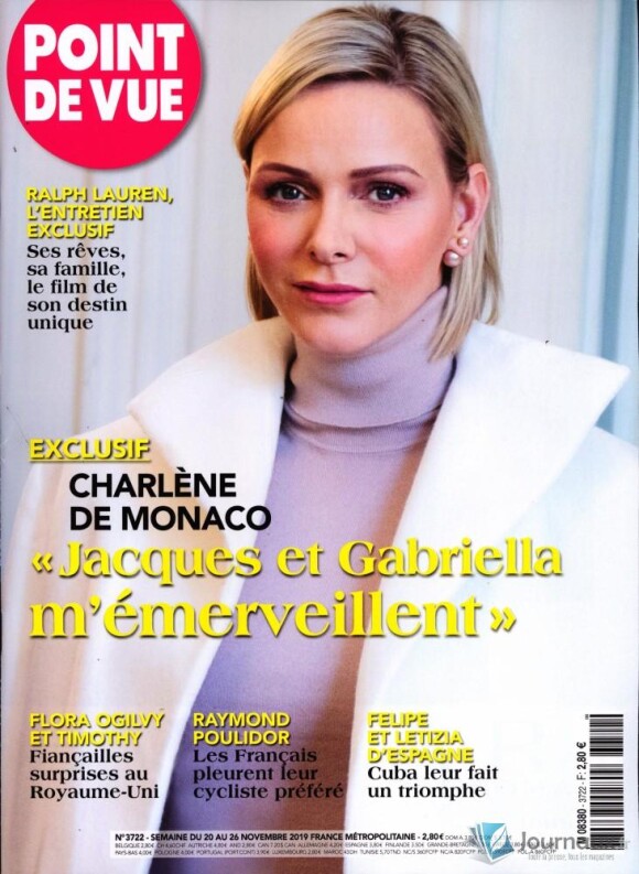 Charlene de Monaco dans le magazine "Point de vue", en kiosque le 20 novembre 2019.