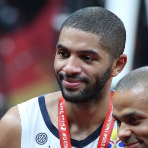 Equipe de France,Tony Parker Nicolas Batum - L'équipe de France de basket décroche le bronze à la Coupe du monde à Pékin, Chine, le 15 septembre 2019. © Sebastien Meunier/Panoramic/Bestimage