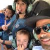 Tony Parker, sa femme Axelle et leurs enfants Josh et Liam en hélicoptère dans le Vercors le 26 juin 2019, photo Instagram.