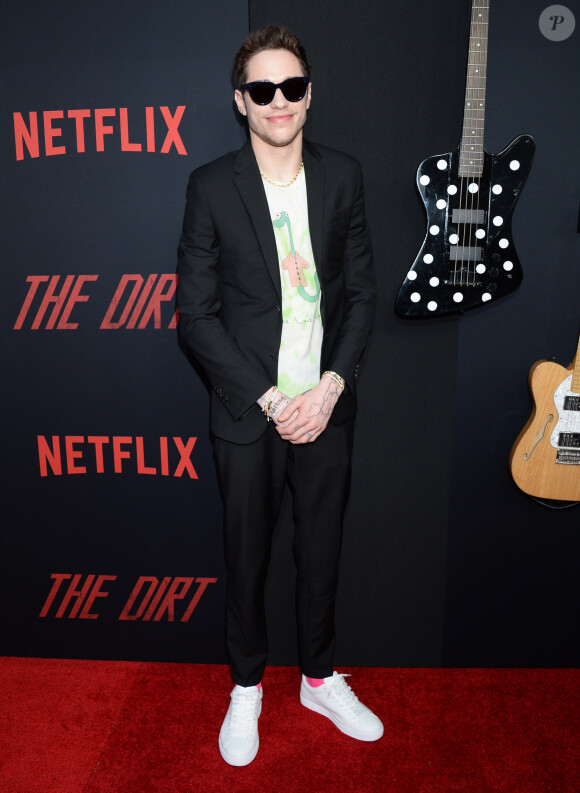 Pete Davidson à l'avant-première du film Netflix "The Dirt" au cinéma ArcLight dans le quartier de Hollywood, à Los Angeles, Californie, Etats-Unis, le 18 mars 2019.