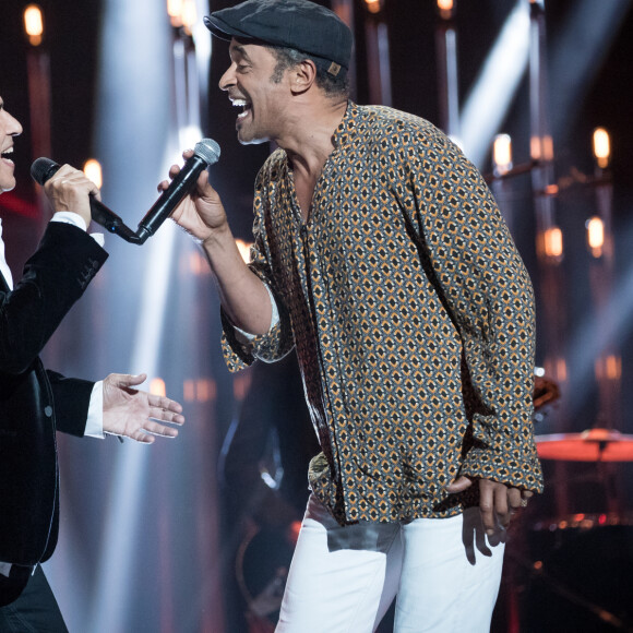 Exclusif - Yannick Noah et Julien Clerc - Enregistrement de l'émission "Rendez-vous avec Julien Clerc" au Théâtre du Châtelet à Paris, qui sera diffusée le 29 novembre sur France 3. Le 24 octobre 2019. © Cyril Moreau / Bestimage