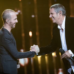 Exclusif - Calogero et Julien Clerc - Enregistrement de l'émission "Rendez-vous avec Julien Clerc" au Théâtre du Châtelet à Paris, qui sera diffusée le 29 novembre sur France 3. Le 24 octobre 2019. © Cyril Moreau / Bestimage