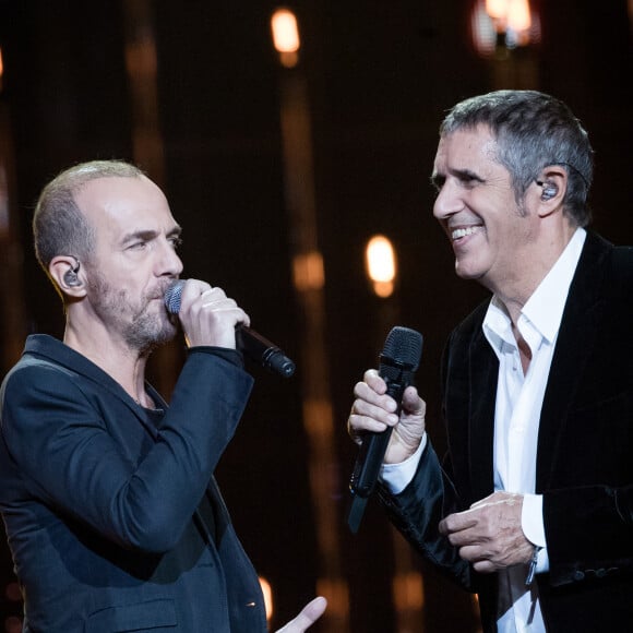 Exclusif - Calogero et Julien Clerc - Enregistrement de l'émission "Rendez-vous avec Julien Clerc" au Théâtre du Châtelet à Paris, qui sera diffusée le 29 novembre sur France 3. Le 24 octobre 2019. © Cyril Moreau / Bestimage