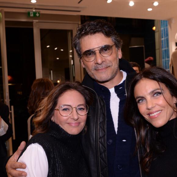 Exclusif - Pascal Elbé avec Carole Benaroya (co-fondatrice de la marque Kujten) et Stéphanie Eriksson (co-fondatrice de la marque Kujten) lors de l'inauguration de la boutique flagship "Kujten" (marque française spécialisée dans le cachemire), située avenue Victor Hugo à Paris, le 27 novembre 2019. © Rachid Bellak/Bestimage