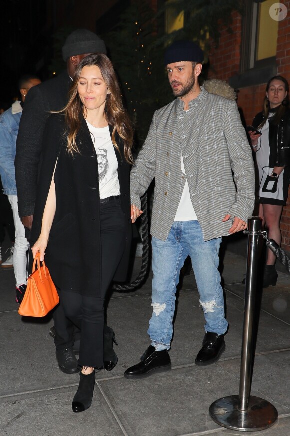 Justin Timberlake et sa femme Jessica Biel sont allés diner en amoureux au restaurant Catch à New York, le 10 avril 2019