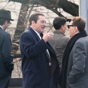 Robert De Niro et Al Pacino sur le tournage de "The Irishman" dans le quartier du Bronx à New York. Le 20 décembre 2017