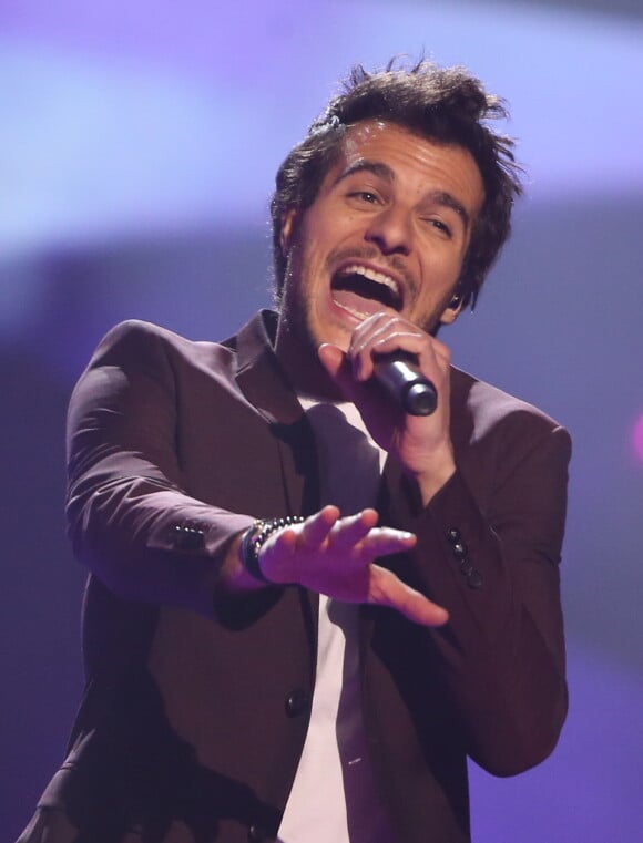 Le chanteur français Amir lors des répétitions du concours de l'Eurovision 2016 à Stockholm le 13 mai 2016.