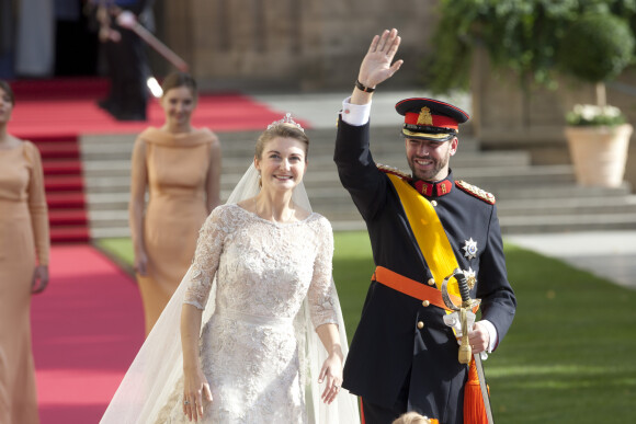 Sorties de la Cathedrale Notre-Dame de Luxembourg apres le mariage religieux du Prince Guillaume de Luxembourg et de la comtesse Stephanie de Lannoy, le 20 octobre 2012.