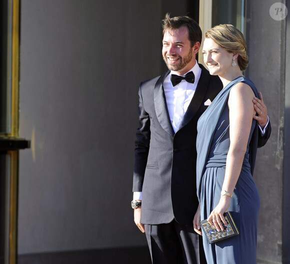 Prince Guillaume du Luxembourg et la princesse Stephanie de Lannoy - Arrivees au pre diner royal du mariage de la princesse Madeleine avec Chris O'Neill au Grand Hotel a Stockholm en Suede le 7 juin 2013.