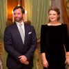 Le Grand-Duc Héritier, le Prince Guillaume et sa femme la Grande-Duchesse Héritière, la Comtesse Stéphanie de Lannoy - Le président de la république François Hollande est reçu par la famille grand-ducale luxembourgeoise pour un dîner de gala au palais grand-ducal au Luxembourg, 6 mars 2015, lors de sa visite officielle au Grand-Duché de Luxembourg.