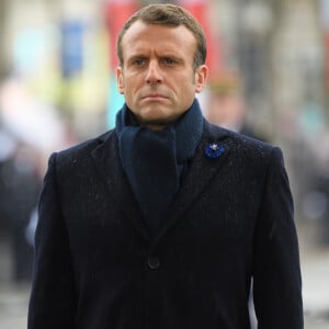 Emmanuel Macron - Cérémonie du 101ème anniversaire de l'Armistice à l'Arc de Triomphe à Paris le 11 novembre 2019. © Jacques Witt/Pool/Bestimage