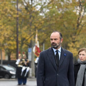 Emmanuel Macron, Edouard Philippe - Cérémonie du 101ème anniversaire de l'Armistice à l'Arc de Triomphe à Paris le 11 novembre 2019. © Jacques Witt/Pool/Bestimage