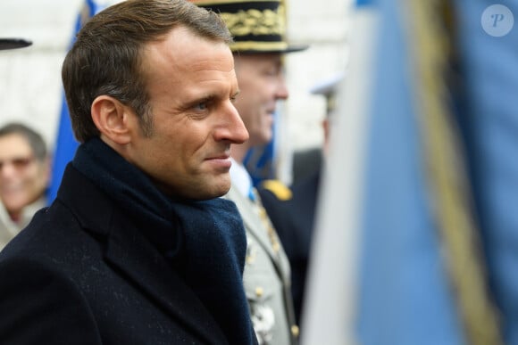 Emmanuel Macron - Cérémonie du 101ème anniversaire de l'Armistice à l'Arc de Triomphe à Paris le 11 novembre 2019. © Jacques Witt/Pool/Bestimage
