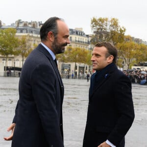 Edouard Philippe, Emmanuel Macron - Cérémonie du 101ème anniversaire de l'Armistice à l'Arc de Triomphe à Paris le 11 novembre 2019. © Jacques Witt/Pool/Bestimage