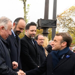 Nicolas Sarkozy, Gérard Larcher, Edouard Philippe, François Hollande, Hugues Renson, Nicole Belloubet, Emmanuel Macron - Cérémonie du 101ème anniversaire de l'Armistice à l'Arc de Triomphe à Paris le 11 novembre 2019. © Jacques Witt/Pool/Bestimage