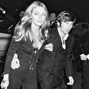 Sharon Tate et Roman Polanski à la première fu film "Rosemary's baby" à Paris en 1968.