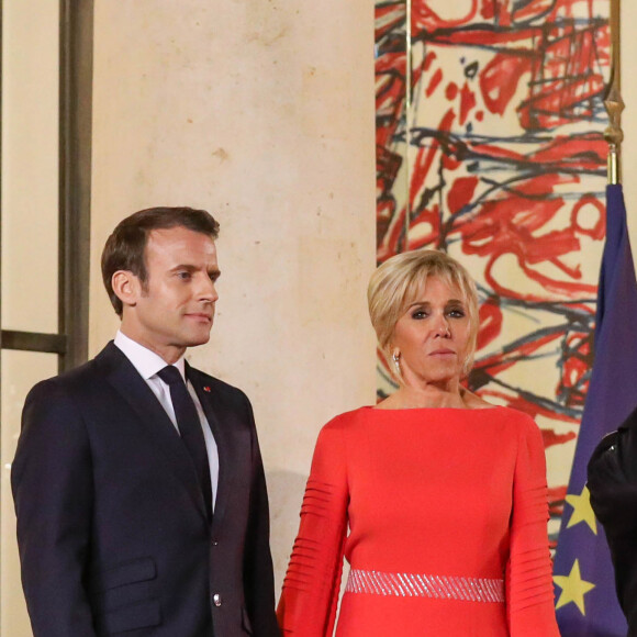 Le président de la république, Emmanuel Macron et sa femme Brigitte reçoivent le président de la République populaire de Chine, XI Jinping et sa femme Peng Liyuan au Palais de l'Elysée pour un dîner d'état, Paris, le 25 mars 2019. ©Stéphane Lemouton / Bestimage