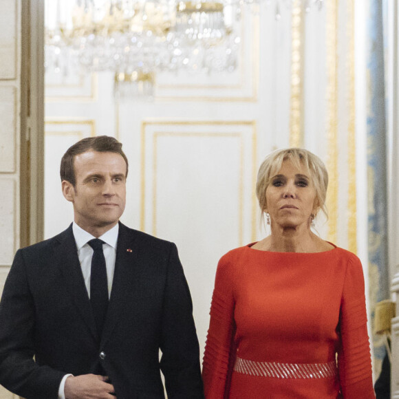 Le président de la République française Emmanuel Macron et sa femme la Première Dame Brigitte Macron lors du dîner d'Etat au palais de l'Elysée à Paris, France, le 25 mars 2019. © Lewis Joly/Pool/Bestimage