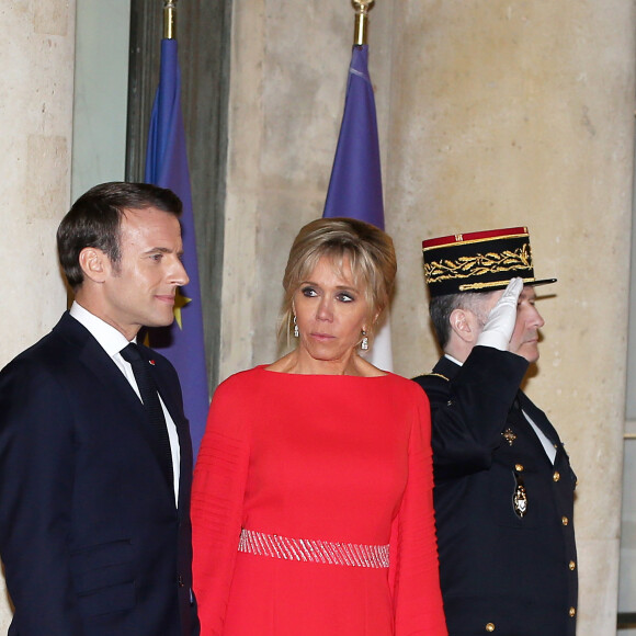 Le président de la république, Emmanuel Macron et sa femme Brigitte reçoivent le président de la République populaire de Chine, XI Jinping et sa femme femme Peng Liyuan au Palais de l'Elysée pour un dîner d'état, Paris, le 25 mars 2019. ©Stéphane Lemouton / Bestimage