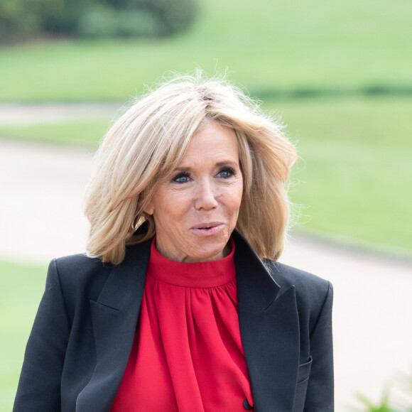 La première dame Brigitte Macron - Le président Emmanuel Macron accueille Sergio Mattarella, président de la République d'Italie au Château Royal d'Amboise pour la commémoration du 500ème anniversaire de la mort de Leonard de Vinci le 2 mai 2019. © David Nivière / Pool / Bestimage