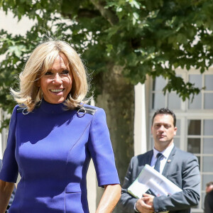 Brigitte Macron lors de la réunion des ministres de l'éducation en marge du G7 au centre international d'études pédagogiques à Sèvres le 4 juillet 2019. © Stéphane Lemouton / Bestimage