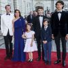 Le prince Joachim de Danemark, la princesse Marie, leurs enfants le prince Nikolai le prince Felix, le prince Henrik et la princesse Athena - Dîner donné par la reine M. de Danemark à l'occasion des 50 ans du prince J. de Danemark au château de Amalienborg à Copenhague le 7 juin 2019