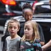 Exclusif - Zahara, Knox et Vivienne Jolie-Pitt rejoignent leur hôtel pendant que leur mère A. Jolie profite pleinement de la Fashion Week de New York, le 13 septembre 2017.