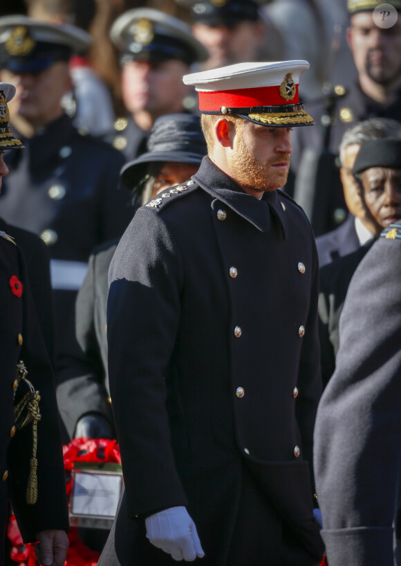 Le prince Harry, duc de Sussex - La famille royale d'Angleterre lors du National Service of Remembrance à Londres le 10 novembre 2019.