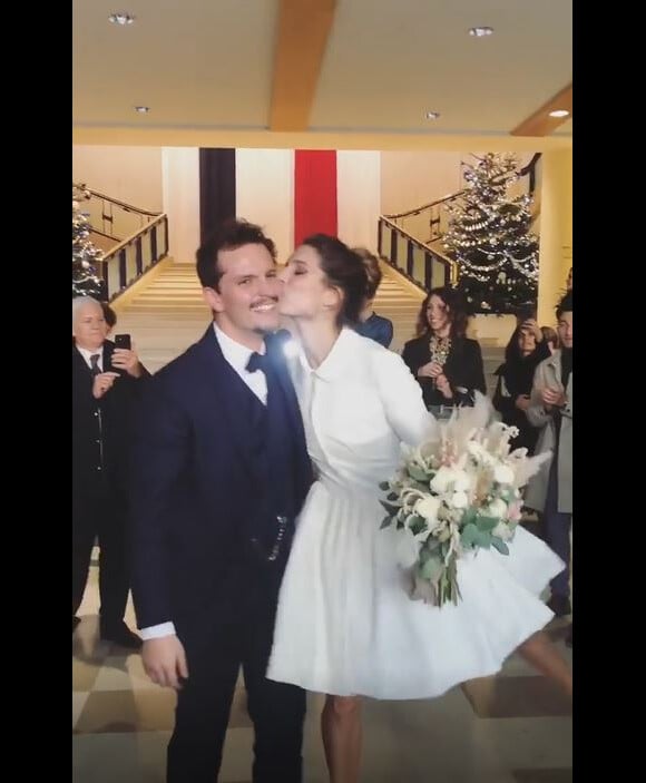 Mariage de l'ancienne Miss France Laury Thilleman et Juan Arbelaez, en Bretagne, le 21 décembre 2019.