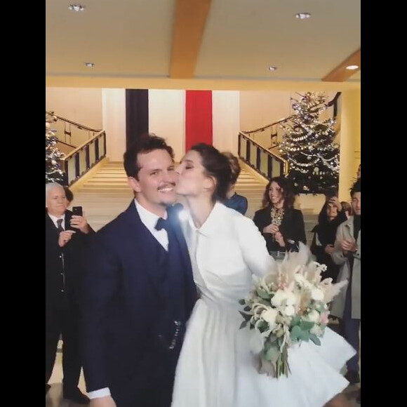 Mariage de l'ancienne Miss France Laury Thilleman et Juan Arbelaez, en Bretagne, le 21 décembre 2019.