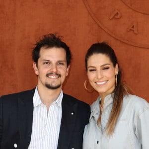 Laury Thilleman (Miis France 2011) et son compagnon Juan Arbelaez au village lors des internationaux de tennis de Roland Garros à Paris, France, le 1 juin 2019. © Jacovides-Moreau/Bestimage