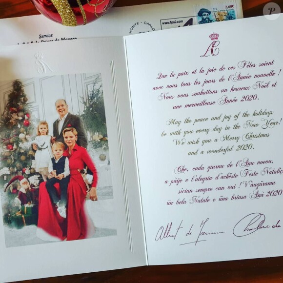 La carte de voeux 2019 du prince Albert et son épouse Charlene, avec leurs enfants Jacques et Gabriella.