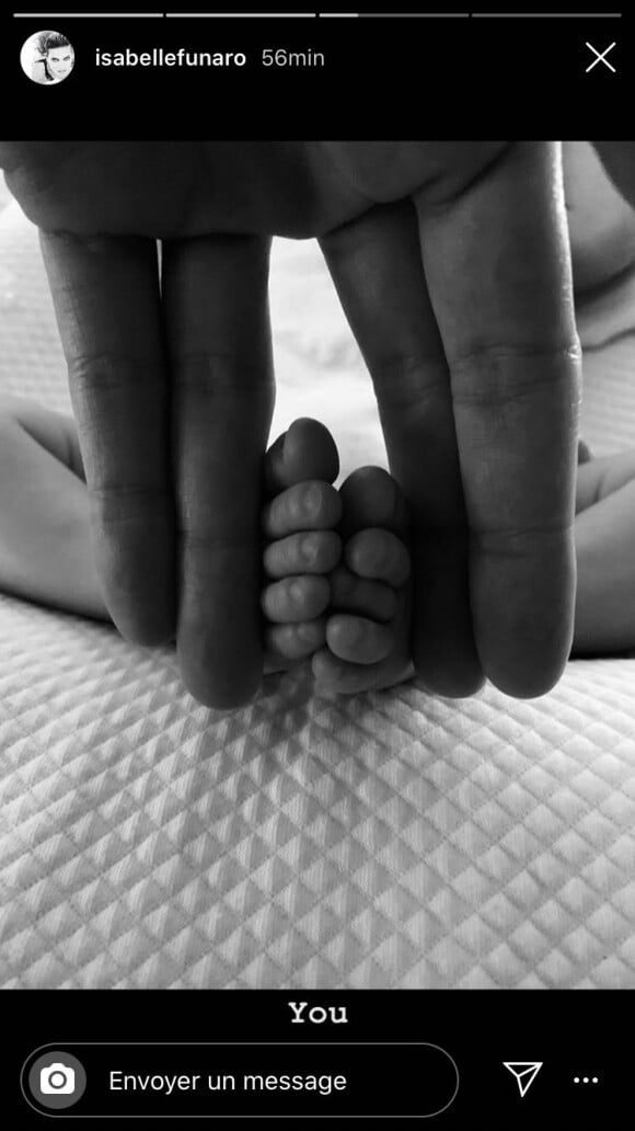 Isabelle Funaro a publié une photo prise après la naissance de son fils Stellar sur Instagram le 31 décembre 2019.