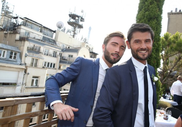 Exclusif - Cocktail du mariage civil de Christophe Beaugrand et de Ghislain Gerin à Paris le 25 juillet 2018. © Dominique Jacovides/Bestimage