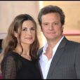  Colin Firth et Livia Guggioli lors de la révélation de son étoile sur le Hollywood Walk of Fame en 2011. 