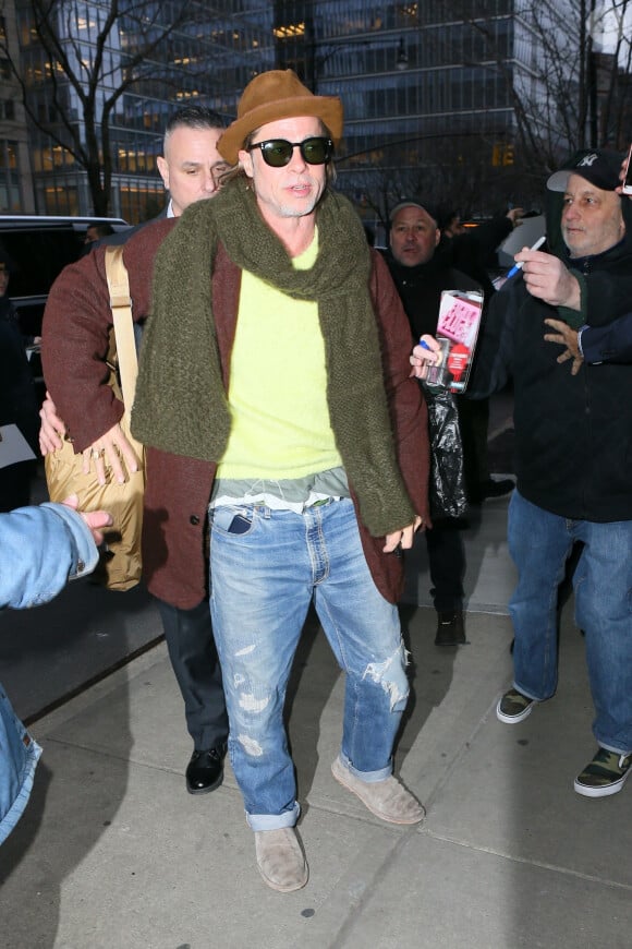 Brad Pitt est de retour à son hôtel à New York le 7 janvier 2020.