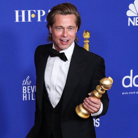 Brad Pitt lors de la Press Room (Pressroom) de la 77ème cérémonie annuelle des Golden Globe Awards au Beverly Hilton Hotel à Los Angeles le 5 janvier 2020.