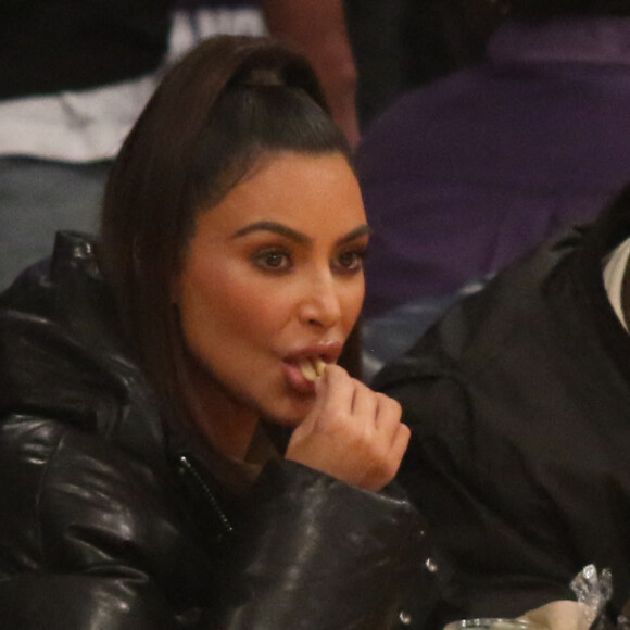 Kim Kardashian et son mari Kanye West le lundi 13 janvier 2020- Cleveland Cavaliers contre les Lakers.