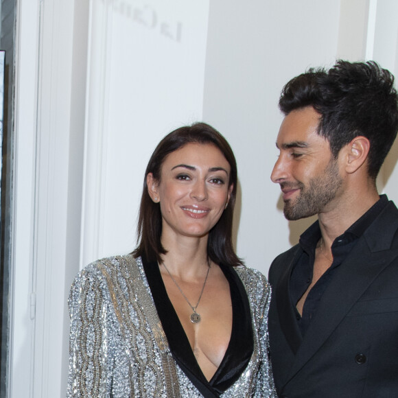 Exclusif - Rachel Legrain-Trapani (Miss France 2007) et son compagnon Valentin Leonard lors de la soirée "La Canadienne X Nobis" pour le lancement de la nouvelle collection Nobis dans leur nouvelle boutique au 39 rue du Four à Paris , le 13 novembre 2019. © Pierre Perusseau / Bestimage