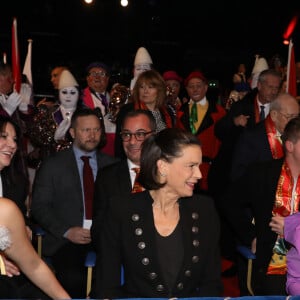 La princesse Stéphanie de Monaco le 17 janvier 2020 avec ses filles Pauline Ducruet et Camille Gottlieb à la deuxième soirée du 44e Festival international du cirque de Monte-Carlo sous le chapiteau de l'espace Fontvieille à Monaco. © J.C. Vinaj / Pool / Bestimage