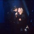 Jean-Jacques Goldman et Véronique Sanson lors de la tournée des Enfoirés en 1989.