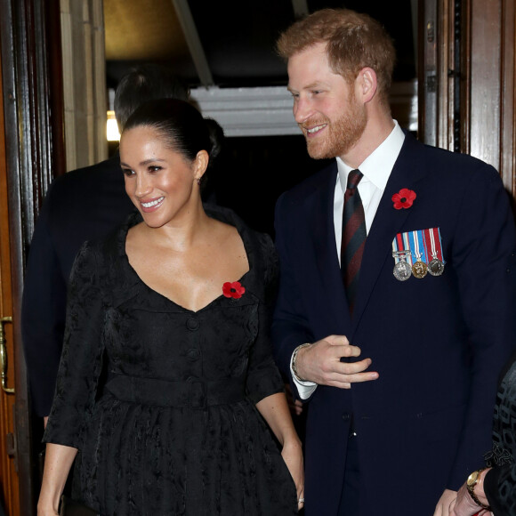 Le prince Harry, duc de Sussex, et Meghan Markle, duchesse de Sussex - La famille royale assiste au Royal British Legion Festival of Remembrance au Royal Albert Hall à Kensington, Londres, le 9 novembre 2019.