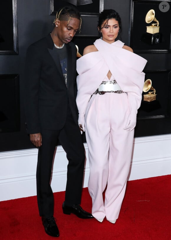 Travis Scott et sa compagne Kylie Jenner - Les célébrités posent lors du photocall de la soirée des GRAMMY Awards au Staples Center de Los Angeles le 10 février, 2019